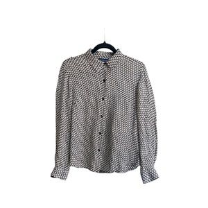 100% Silk Flower Patterned Button Down Blouse - Size 6